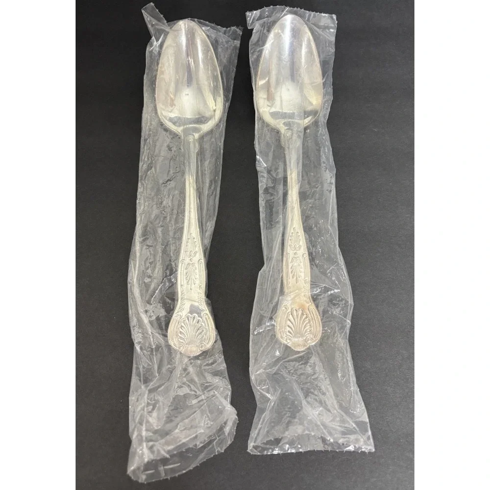 2 Oneida Kings Tablespoons Serving Spoons 8 3/8